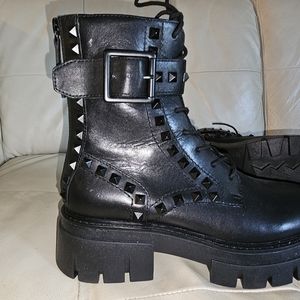 Ash studded combat boots women size 37 black leather